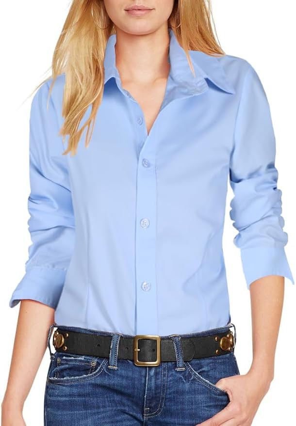 HOTOUCH Womens Dress Shirts Ladies Long Sleeve Button Down Shirts Slim Fit Collared Blouses for W... | Amazon (US)