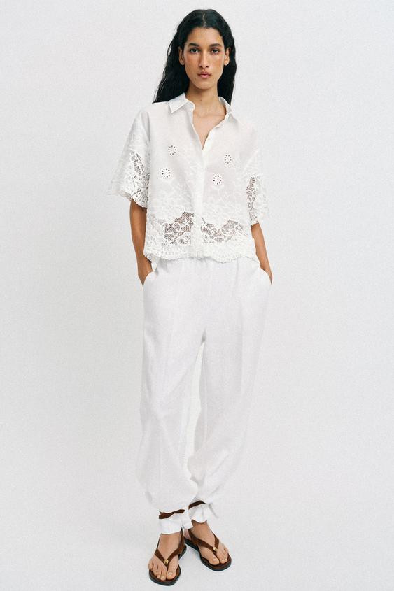 EMBROIDERED EYELET SHIRT | Zara US