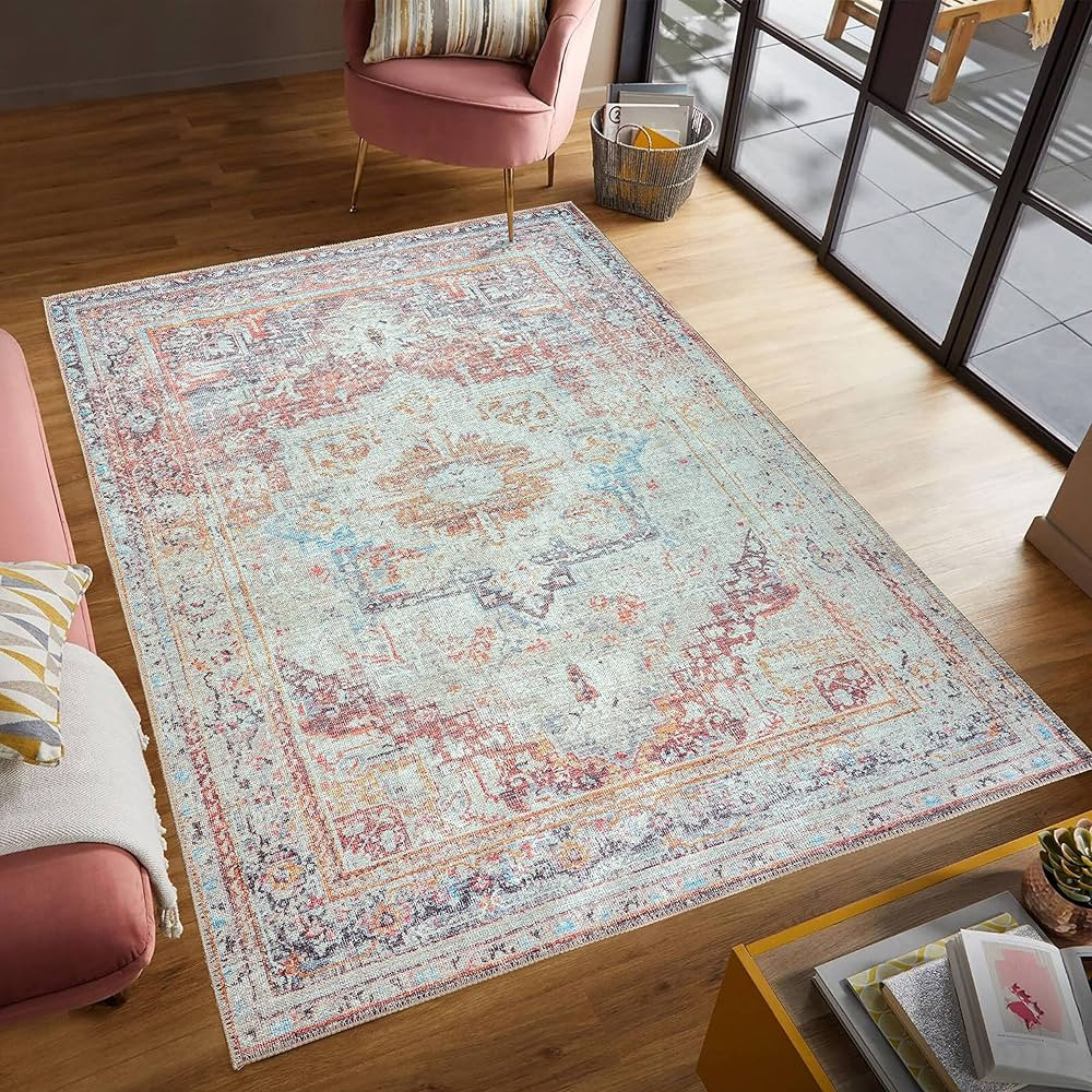 Monolia Machine Washable Area Rug, Non Slip Rug for Living Room, Bedside, Bathroom, Kitchen, Clas... | Amazon (US)