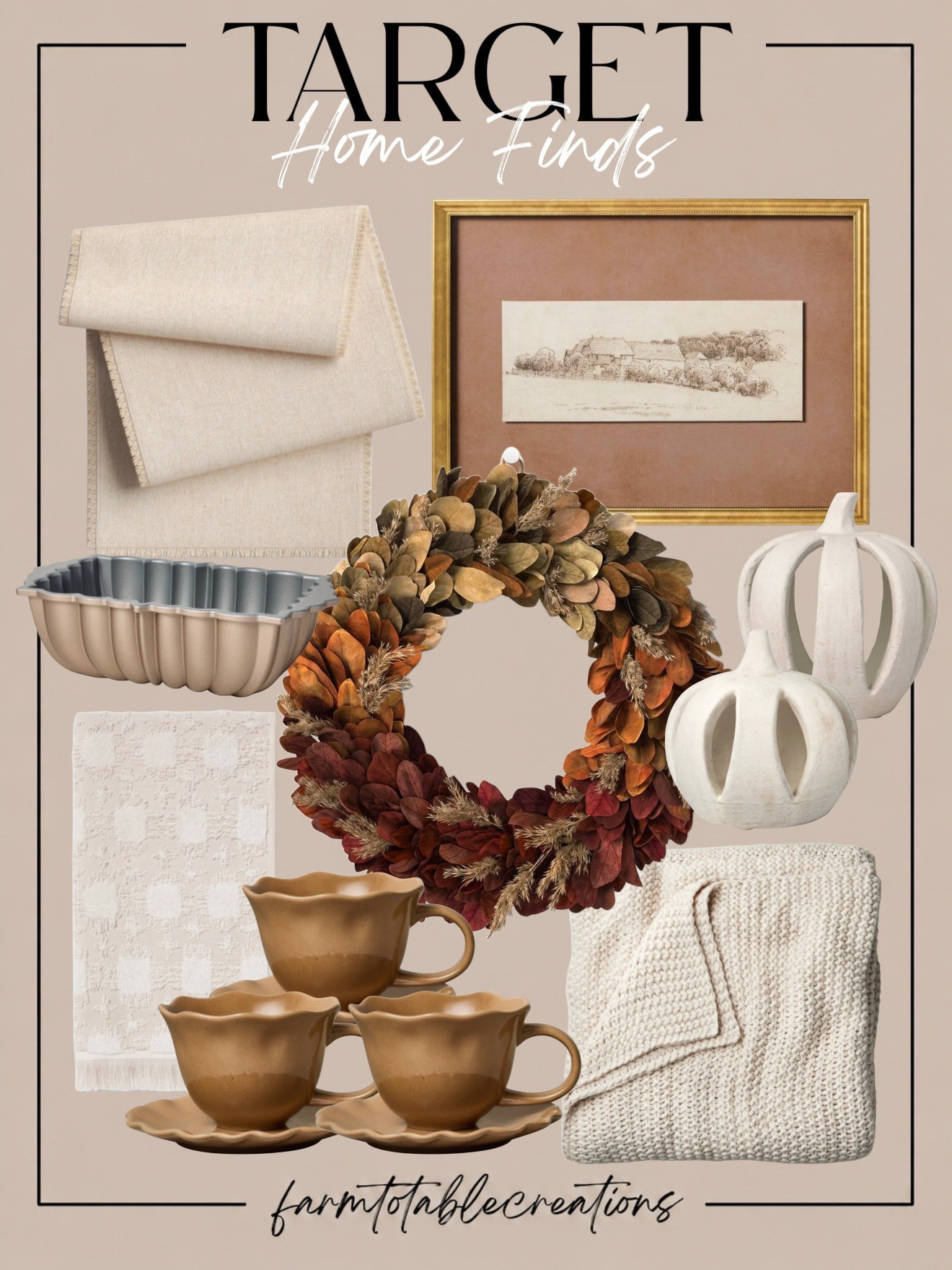 Target Cozy Fall Home Finds 🍂🤎

Target is bringing all the cozy fall texture this season! These finds mix creamy neutrals, warm caramel tones and rich autumn foliage for an elevated seasonal look that still feels soft and timeless.

Follow @farmtotablecreations on Instagram for more cozy home finds and trending decor.

From the gorgeous fall wreath and sculptural pumpkins to the scalloped mugs, chunky knit throw and subtle vintage-inspired artwork, these pieces are perfect for layering throughout your home. I love that they feel festive for fall without being overly themed!

#LTKHome #TargetStyle #TargetFinds #TargetHome #TargetHomeFinds #FallDecor #FallHomeDecor #TargetFall #CozyHome #NeutralFallDecor #AutumnDecor #FallFinds #AffordableHomeDecor #CozyFall #LTKFinds

#LTKSaleAlert #LTKHome #LTKSeasonal