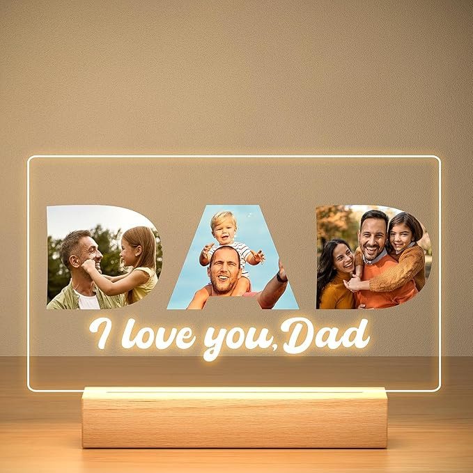 Personalized Gifts for Dad from Daughter & Son, Custom Dad Picture Frames with Night Light, Perso... | Amazon (US)