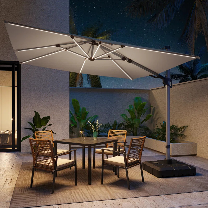 Lausaint Home Gentle Chic 120" Aluminum Lighted Cantilever Umbrella & Reviews | Wayfair | Wayfair North America
