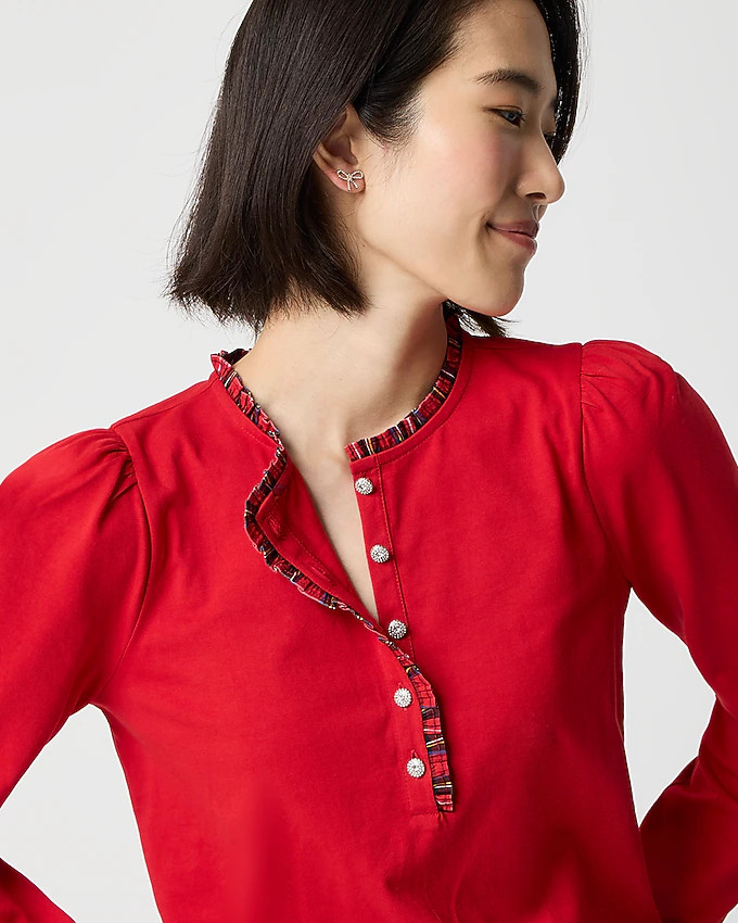 Long-sleeve tartan and jewels henley | J.Crew Factory