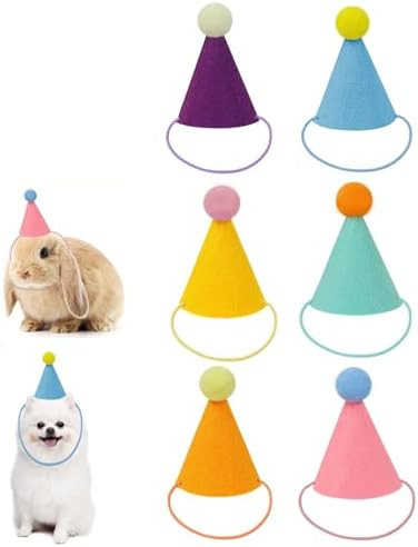 Mini Party Hats for Stuffed Animals, Birthday Party Cone Hats Dolls Dog Cat Rabbit Puppies Assort... | Amazon (US)