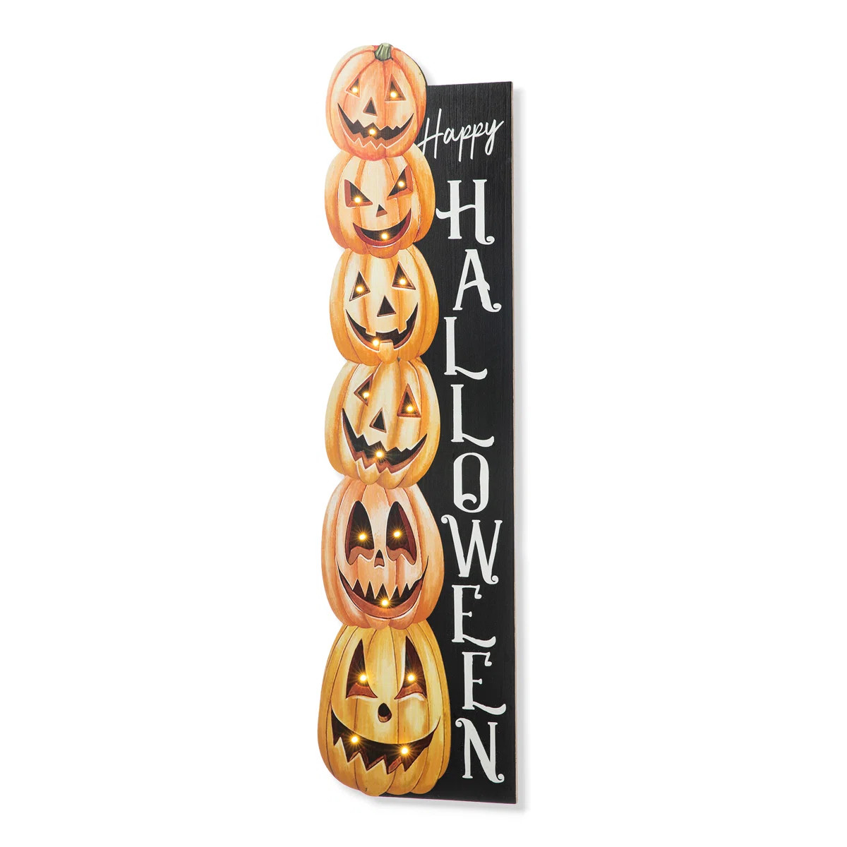 Handmade 42" H Lighted Wood Stacked Pumpkins Sign with Timer | Wayfair North America