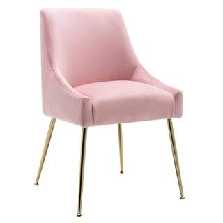 Trinity Pink Upholstered Velvet Accent Chair With Metal Legs | The Home Depot