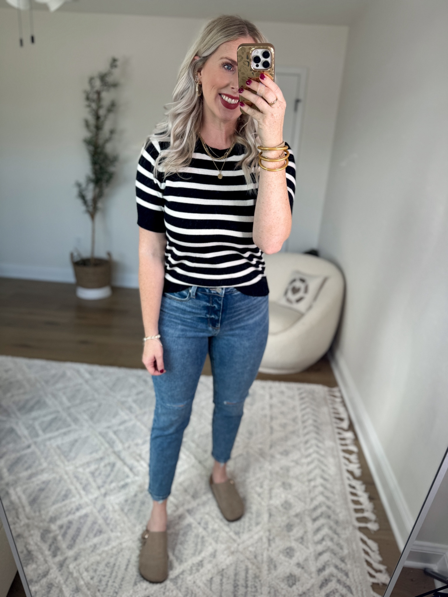 Daily try on, Walmart outfit, Walmart fashion, Walmart try on, time and tru, free assembly, black and white stripe sweater 

Wearing a medium 

#LTKStyleTip #LTKFindsUnder50 #LTKSeasonal