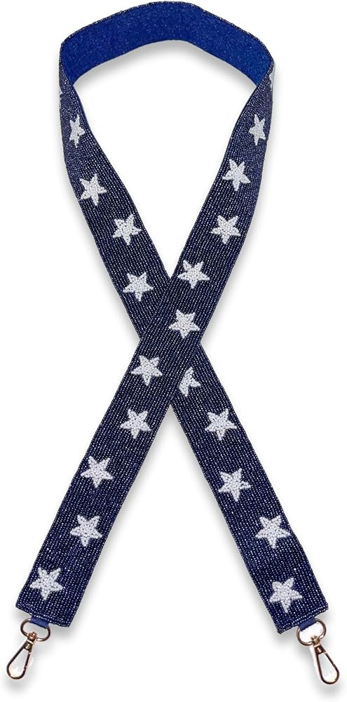 Navy Blue with Stars Beaded Purse Strap Girls Nashville Bride Concert Dallas for Game Day Clear S... | Amazon (US)