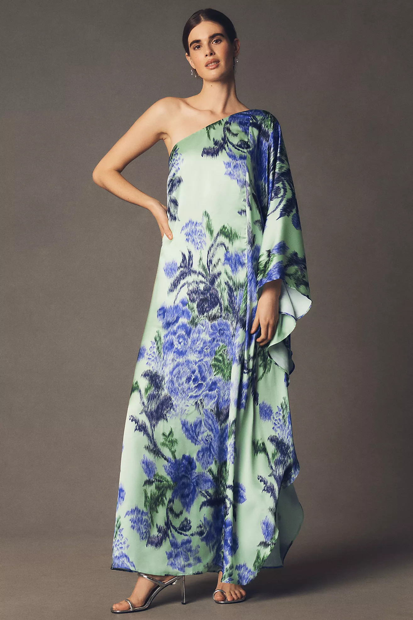 BHLDN Tiana One-Shoulder Satin Kaftan Maxi Dress | Anthropologie (US)