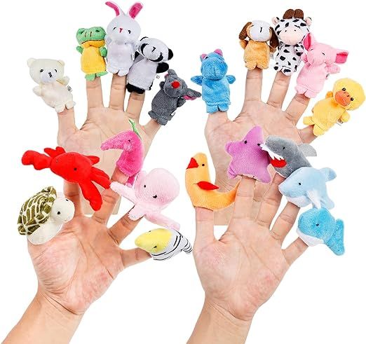 Oiuros 20pcs Different Cartoon Animal Finger Puppets Soft Velvet Dolls Props Toys Easter Basket S... | Amazon (US)