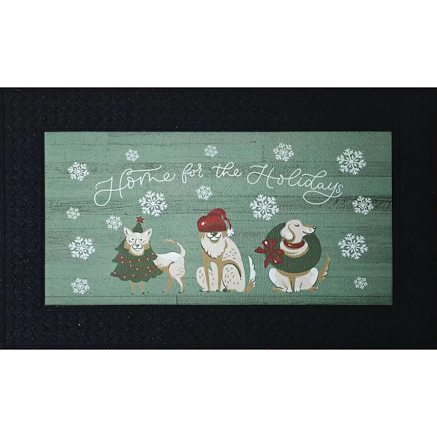 Holiday Living 18-in x 30-in Lightup Puppies Non-Slip Grip Outdoor Winter Door Mat | Lowe's