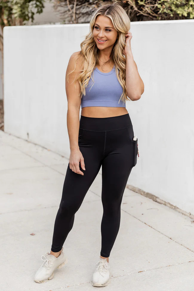 Setting The Bar Black Leggings With Pocket | Pink Lily