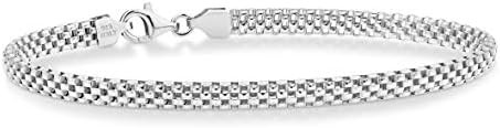 Miabella Italian 4mm Mesh Link Chain Bracelet for Women, Made in Italy | Amazon (US)