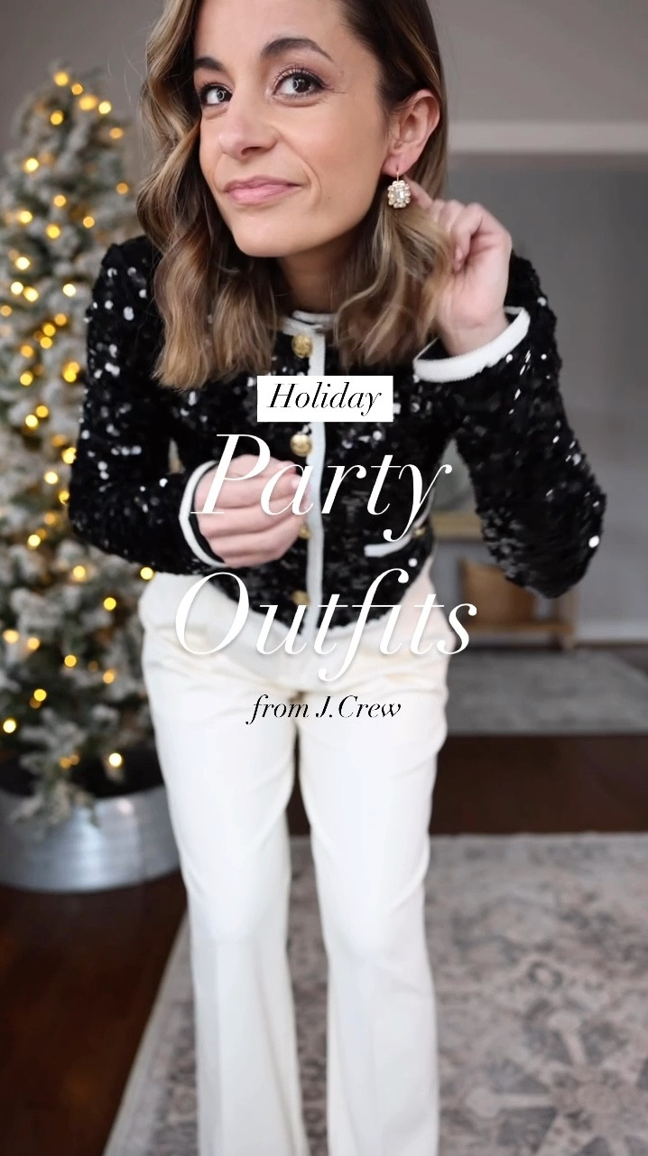 Three holiday party outfits from @jcrew #ad 

Sizing: 
Velvet Wide-Leg Pants: Petite 23 sized down
Tartan Top: 00 
Red Coat: Petite 00 runs slim through the arms and shoulders
White Pants: Petite 24 
Sequin Jacket: 00 
Velvet Blazer: Petite 00 
Cropped Wide Leg Jeans: Petite 23 sized down
Shoes tts

My measurements for reference: 4’10” 105lbs bust, waist, hips 32”, 24”, 35” size 5 shoe. 25” inseam measurement to my ankle bone. 

#LTKHoliday #LTKSeasonal