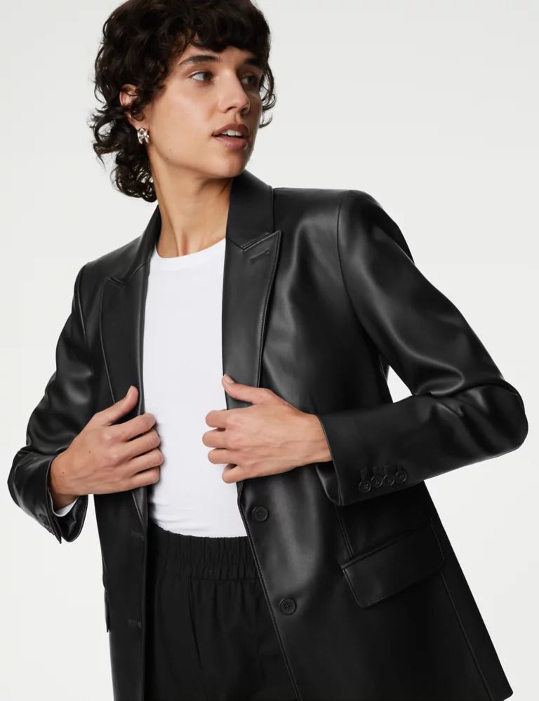 Faux Leather Tailored Single Breasted Blazer | Marks & Spencer (UK)