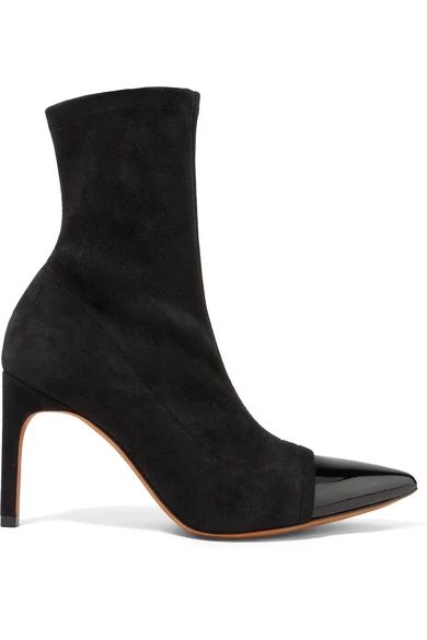 Graphic patent leather-trimmed suede sock boots | NET-A-PORTER (US)