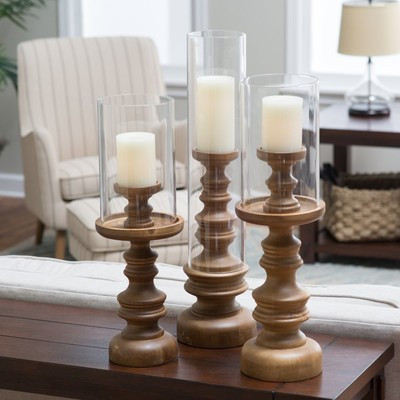 Murray Hill Oversized Wood Candleholders - Set of 3, Brown  | eBay | eBay US