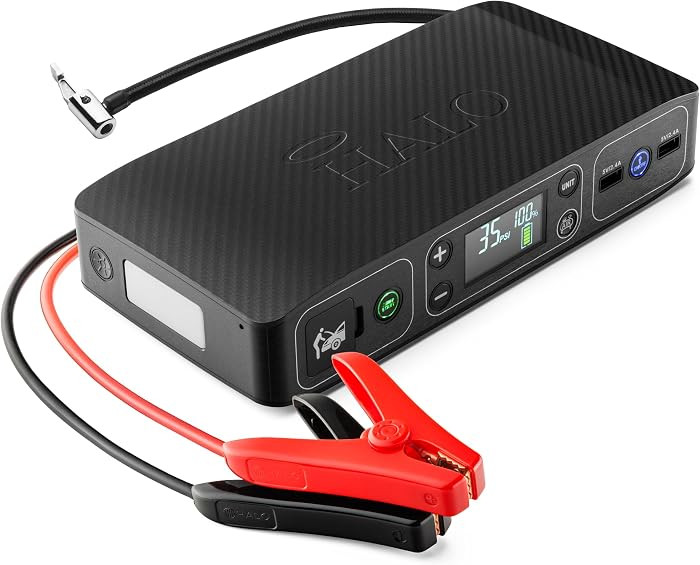 HALO Bolt Air 58830 Portable Car Battery Jump Starter | 100 PSI Air Compressor, 58.8Wh USB Power ... | Amazon (US)