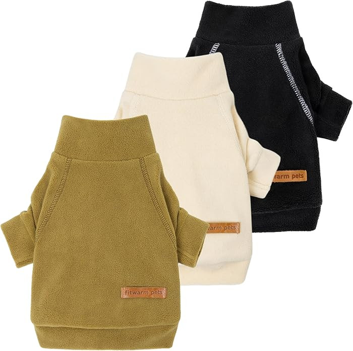Fitwarm 3 Pack Classic Fleece Dog Sweater, Winter Clothes for Small Dogs Boy Girl, Turtleneck Dog... | Amazon (US)