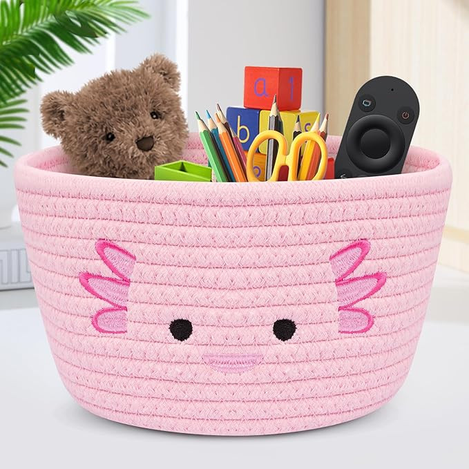 Pink Rope Basket, Cute Axolotl Woven Baskets for Storage, Pink Storage Baskets for Bedroom, Baby ... | Amazon (US)