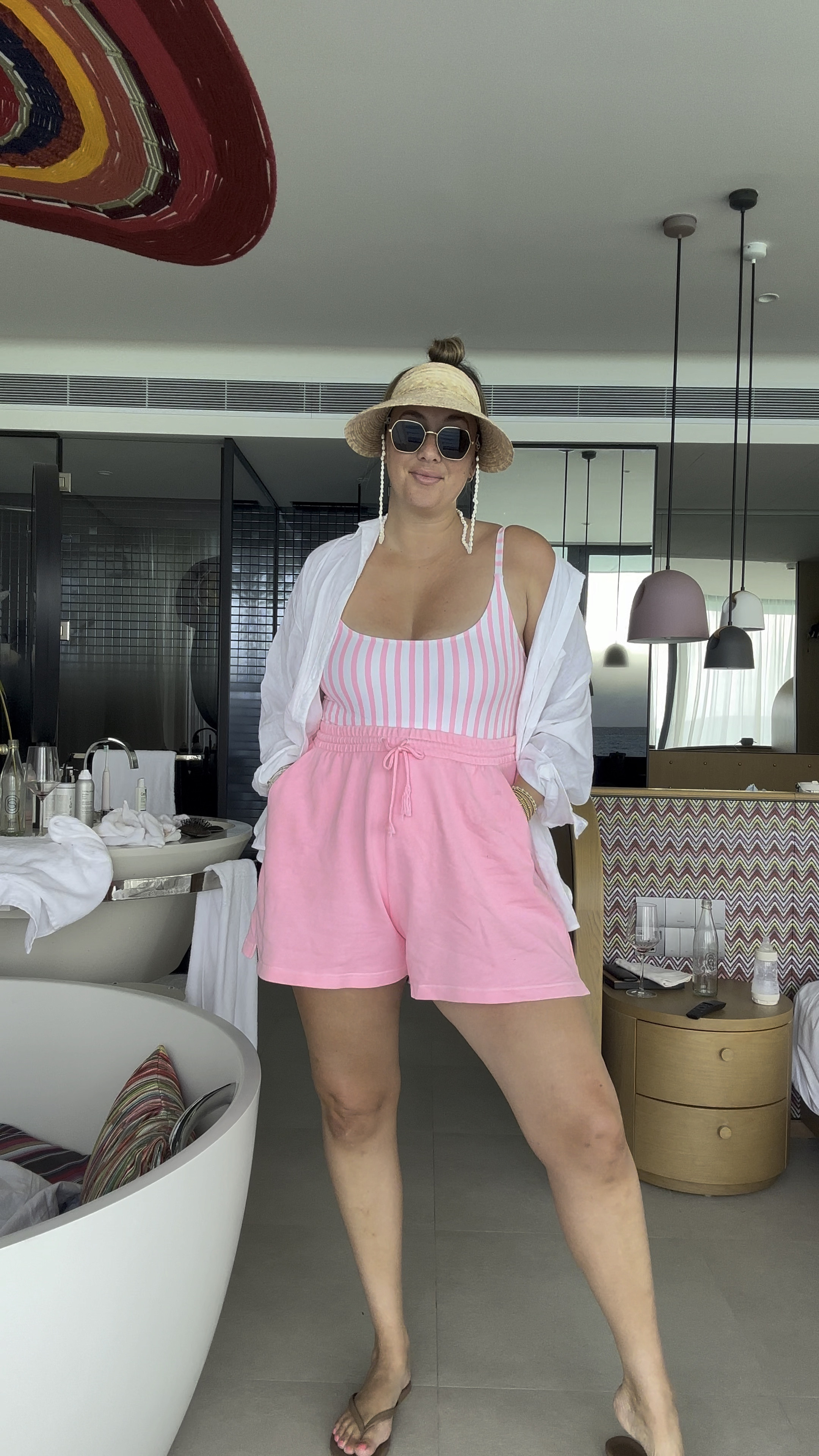 MEMORIAL DAY SALE! outfit - one piece swimsuit tts XL, coverup shorts tts XL, shirt XL 

#LTKMidsize #LTKSwim #LTKVideo