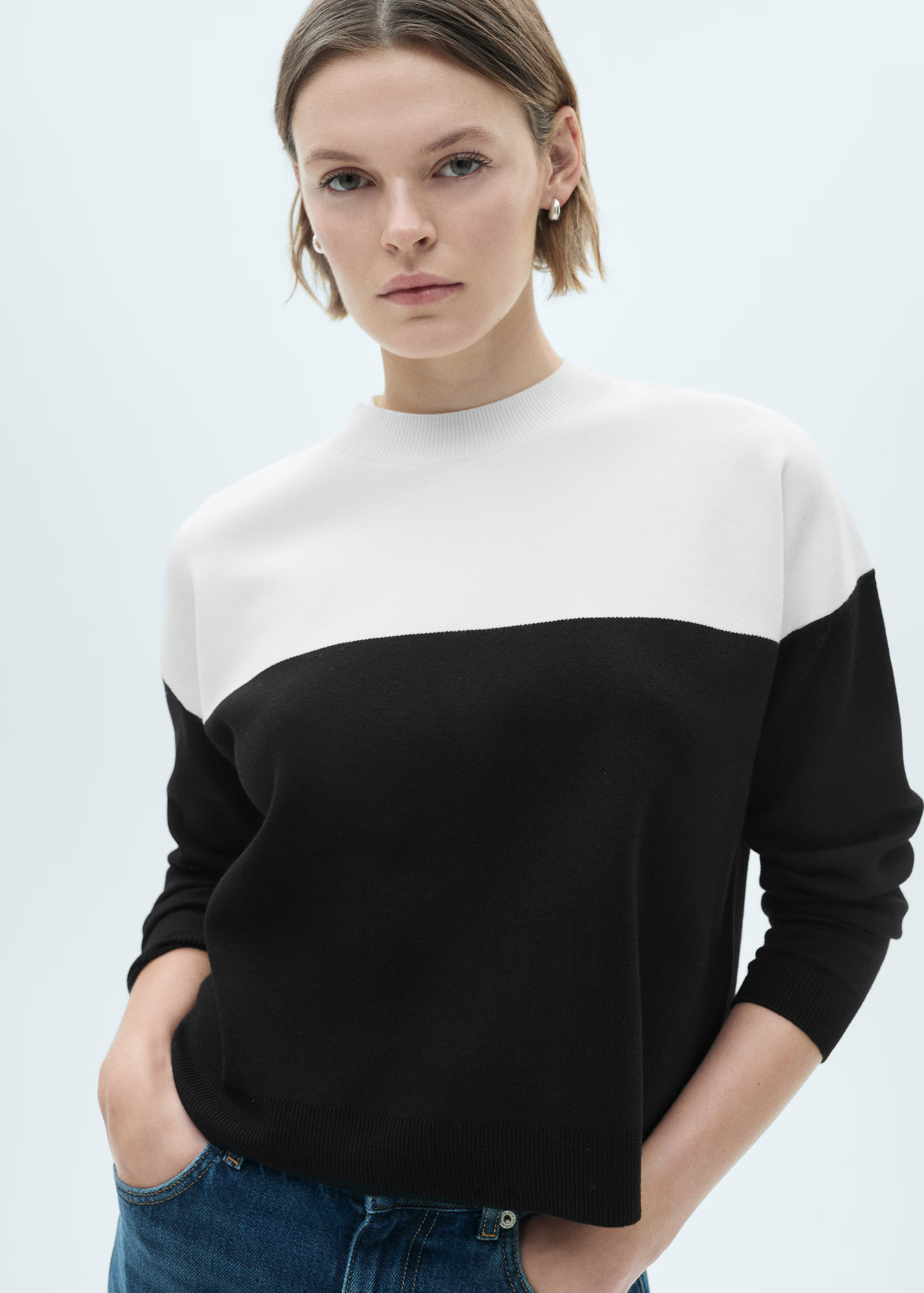Two-tone sweater with perkins neck - Women | MANGO USA | Mango (US/MX/AU)