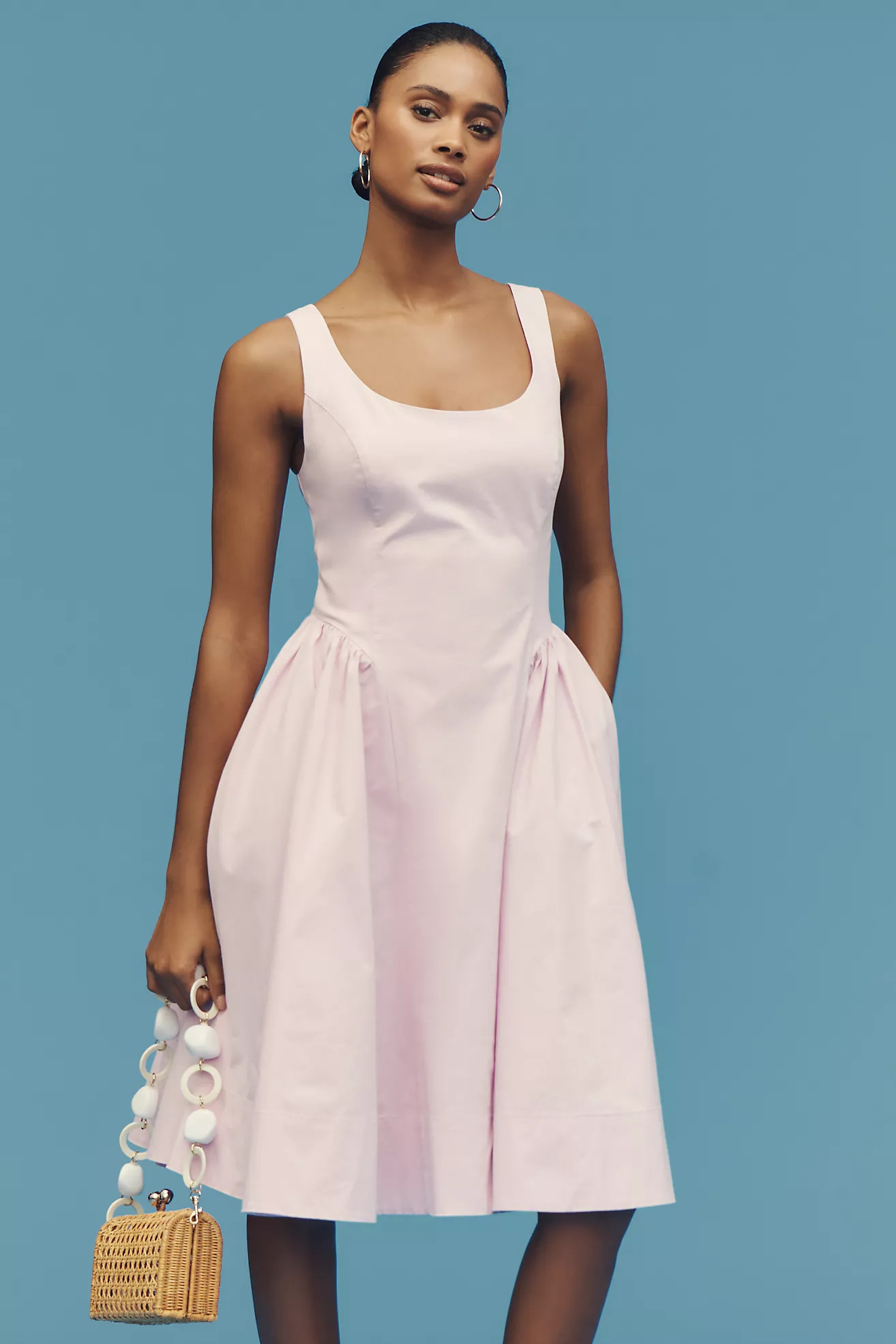 By Anthropologie Sleeveless Scoop-Neck Basque-Waist Midi Dress | Anthropologie (US)