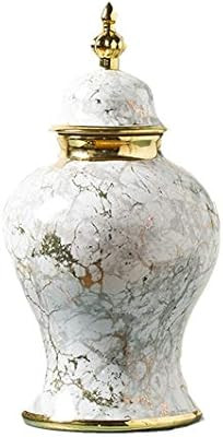 NHAO Decorative Ceramic Flower Vase European Luxury Floral Temple Jar Vase with Lid Ceramic Flora... | Amazon (US)