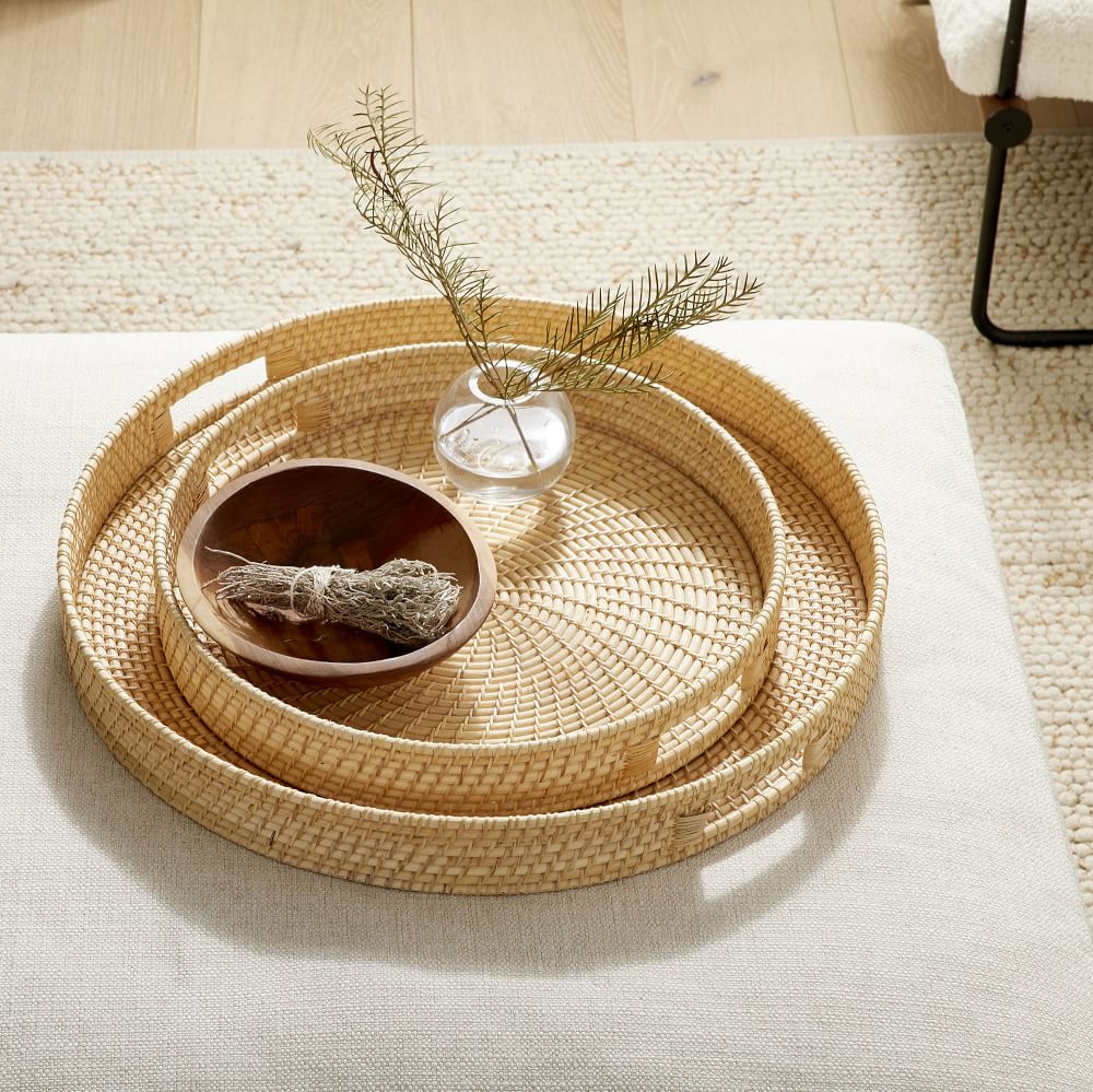 Merida Rattan Trays - Round | West Elm (US)