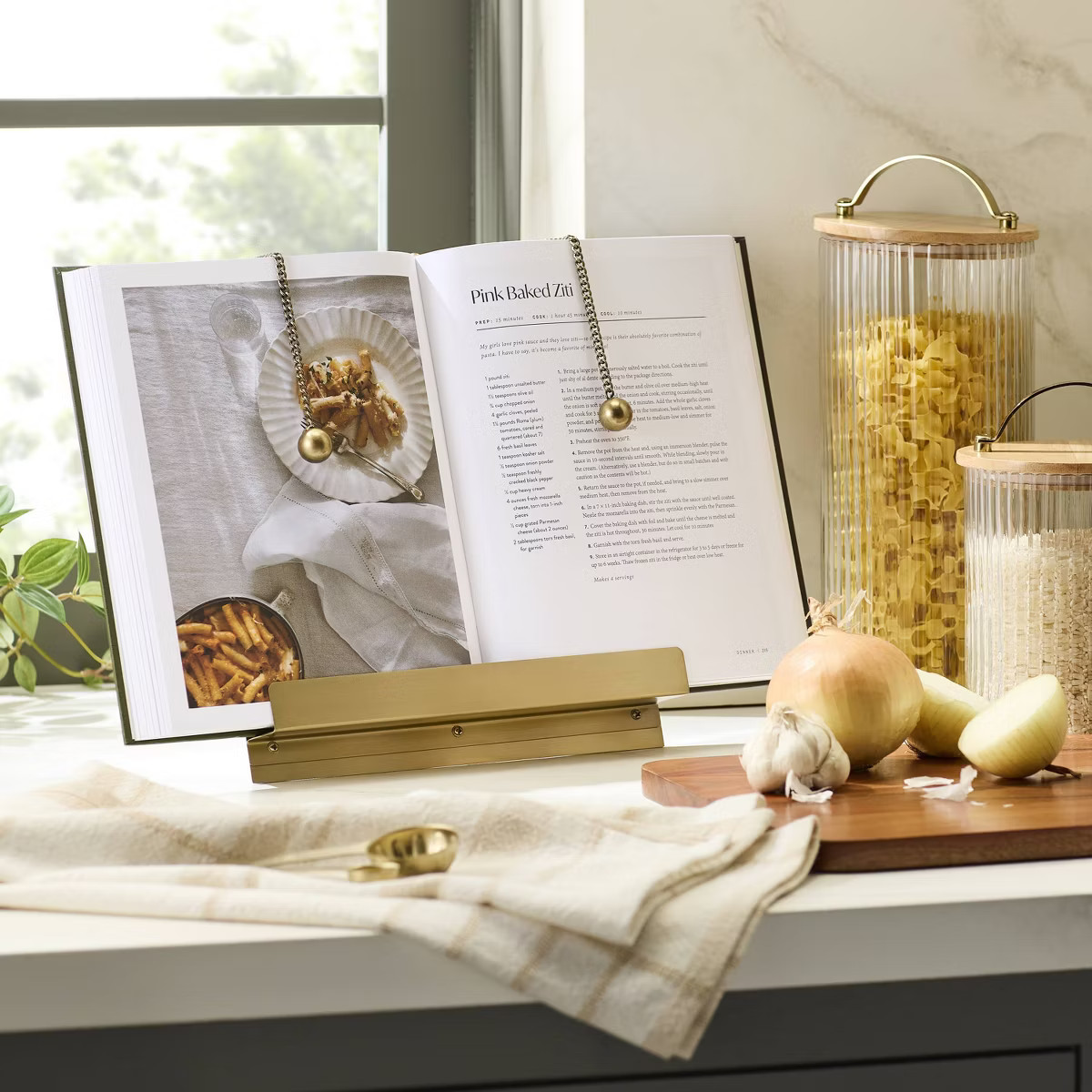 Brass Cookbook Holder with Weighted Chains - Hearth & Hand™ with Magnolia | Target