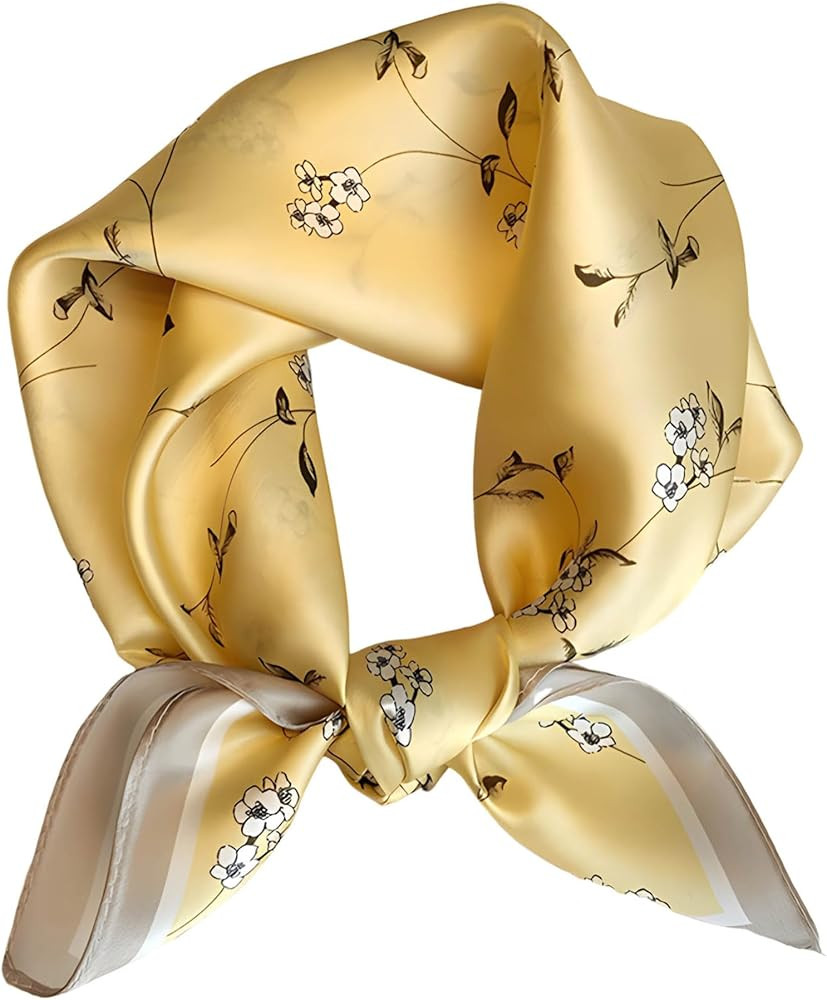 100% Mulberry Silk Scarf for Women Hair Lightweight Square Neckerchief Wrap For Head Scarves 21" | Amazon (US)