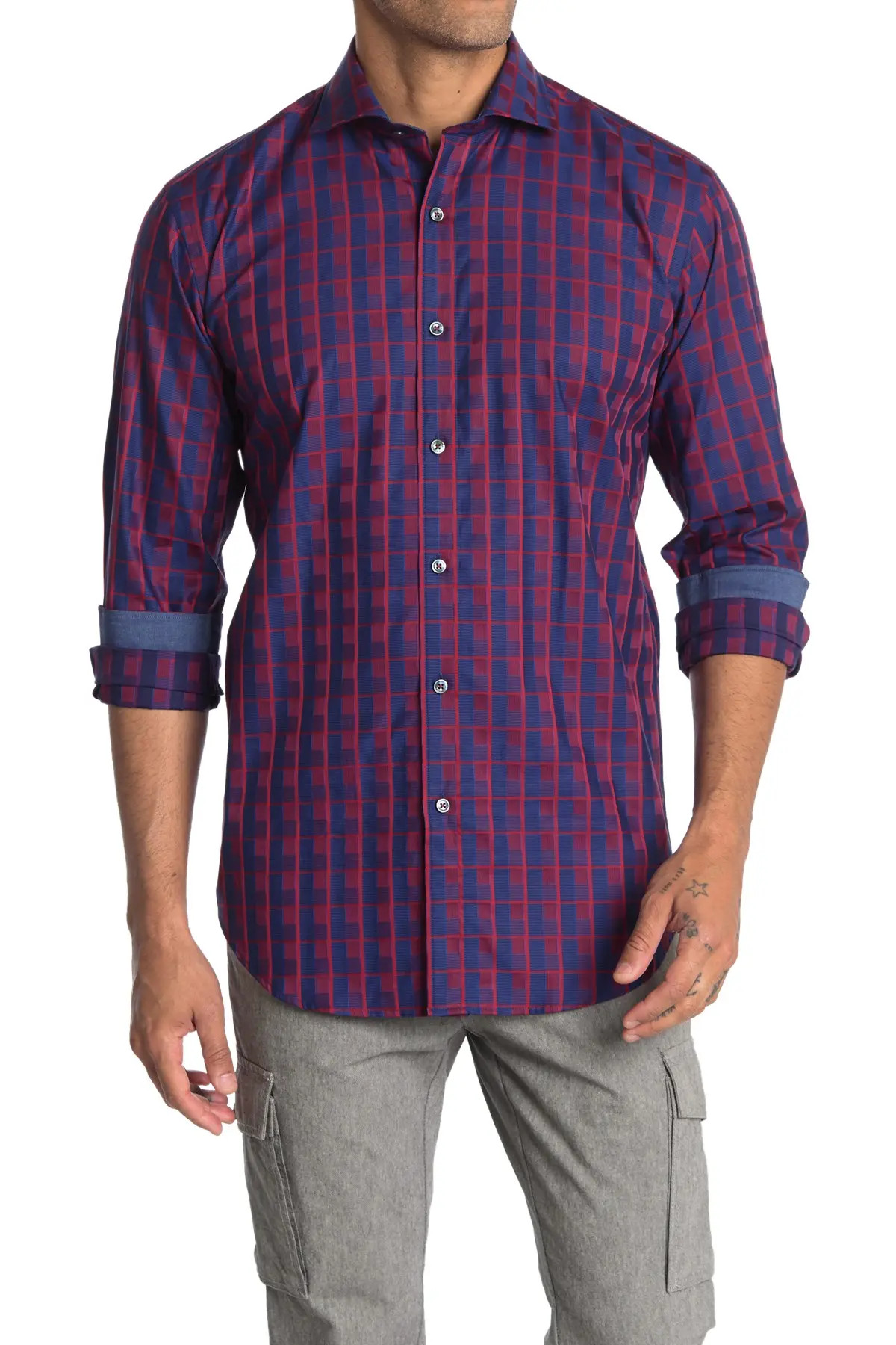 Bugatchi Geo Print Shaped Fit Shirt at Nordstrom Rack | Nordstrom Rack