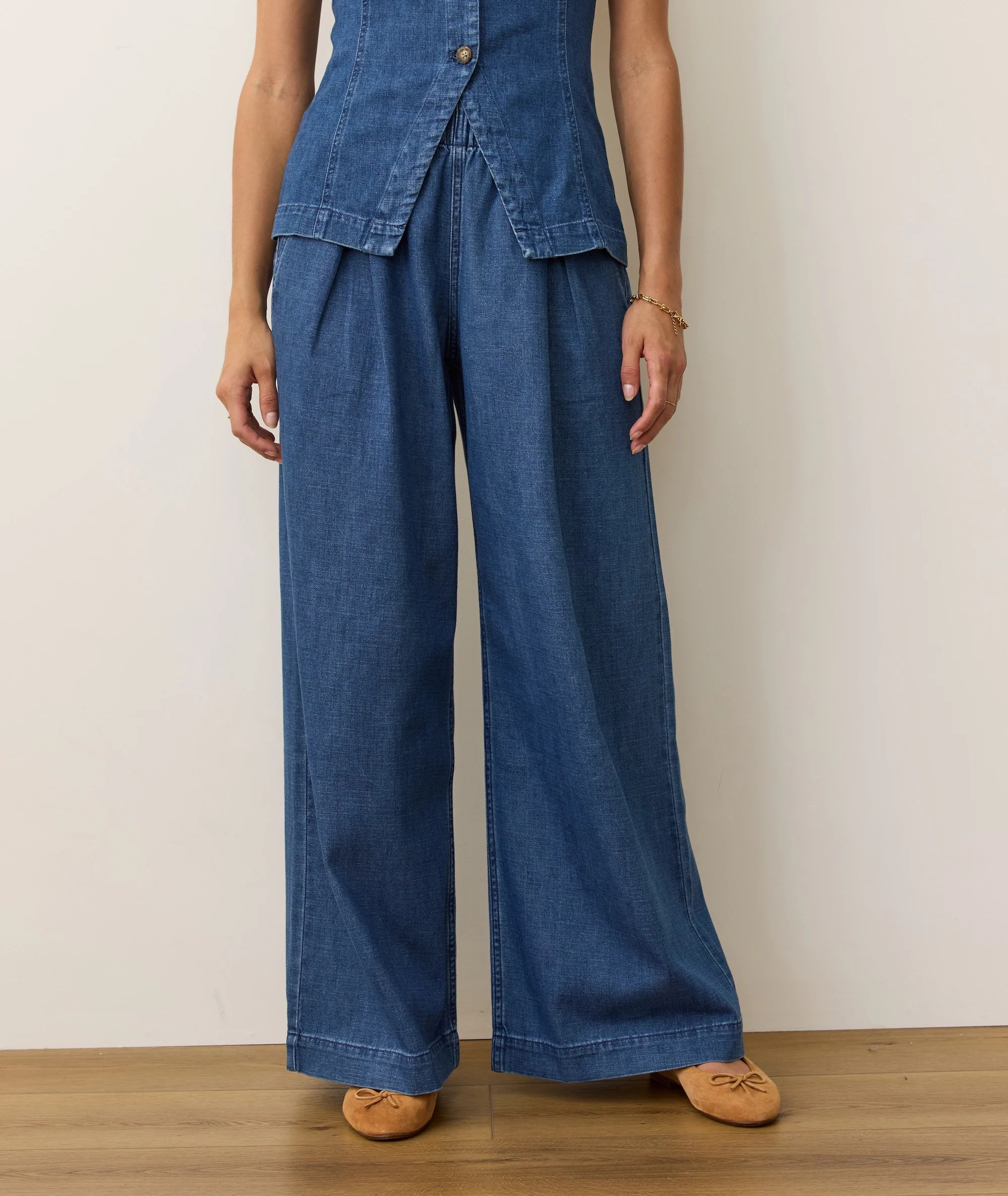 Allison Pleated Wide Leg Denim Trouser | Marine Layer