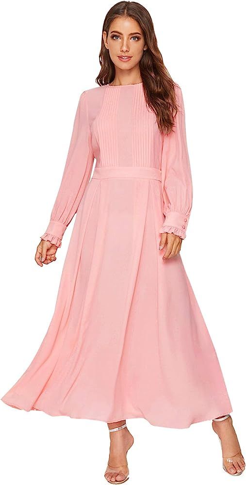 Women's Elegant Frilled Long Sleeve Pleated Fit & Flare Dress | Amazon (US)