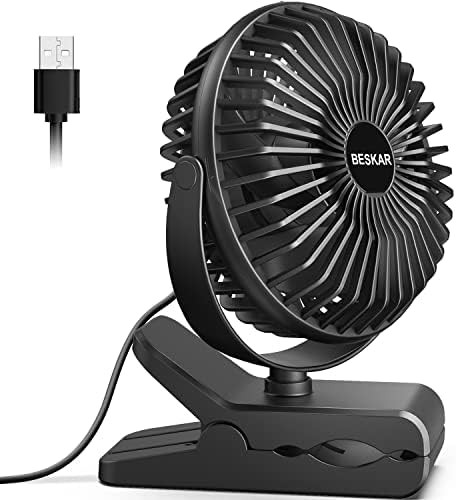 BESKAR 6 Inch Clip on Fan, 3 Speeds Small Fan with Strong Airflow, Clip & Desk Fan USB Plug in wi... | Amazon (US)