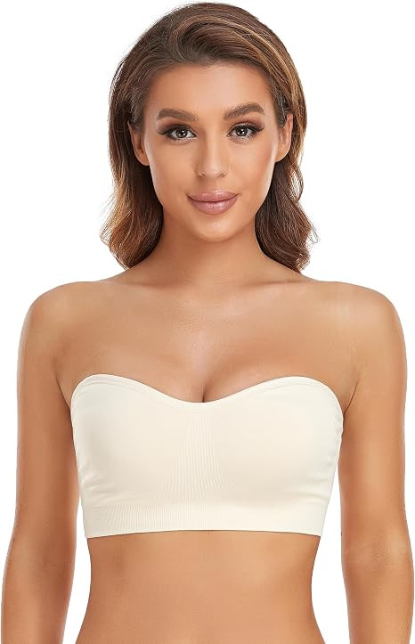 Strapless Bra for Women Non-Slip Silicone Padded Bandeau Bra Wireless Tube Top Bra | Amazon (US)