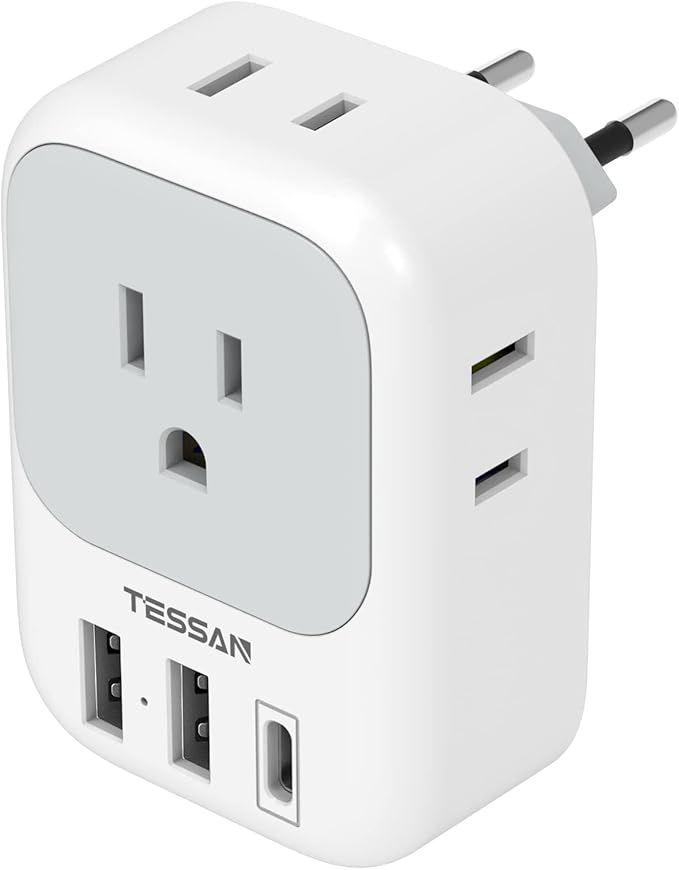 European Travel Plug Adapter USB C, TESSAN International Plug Adapter with 4 AC Outlets and 3 USB... | Amazon (US)