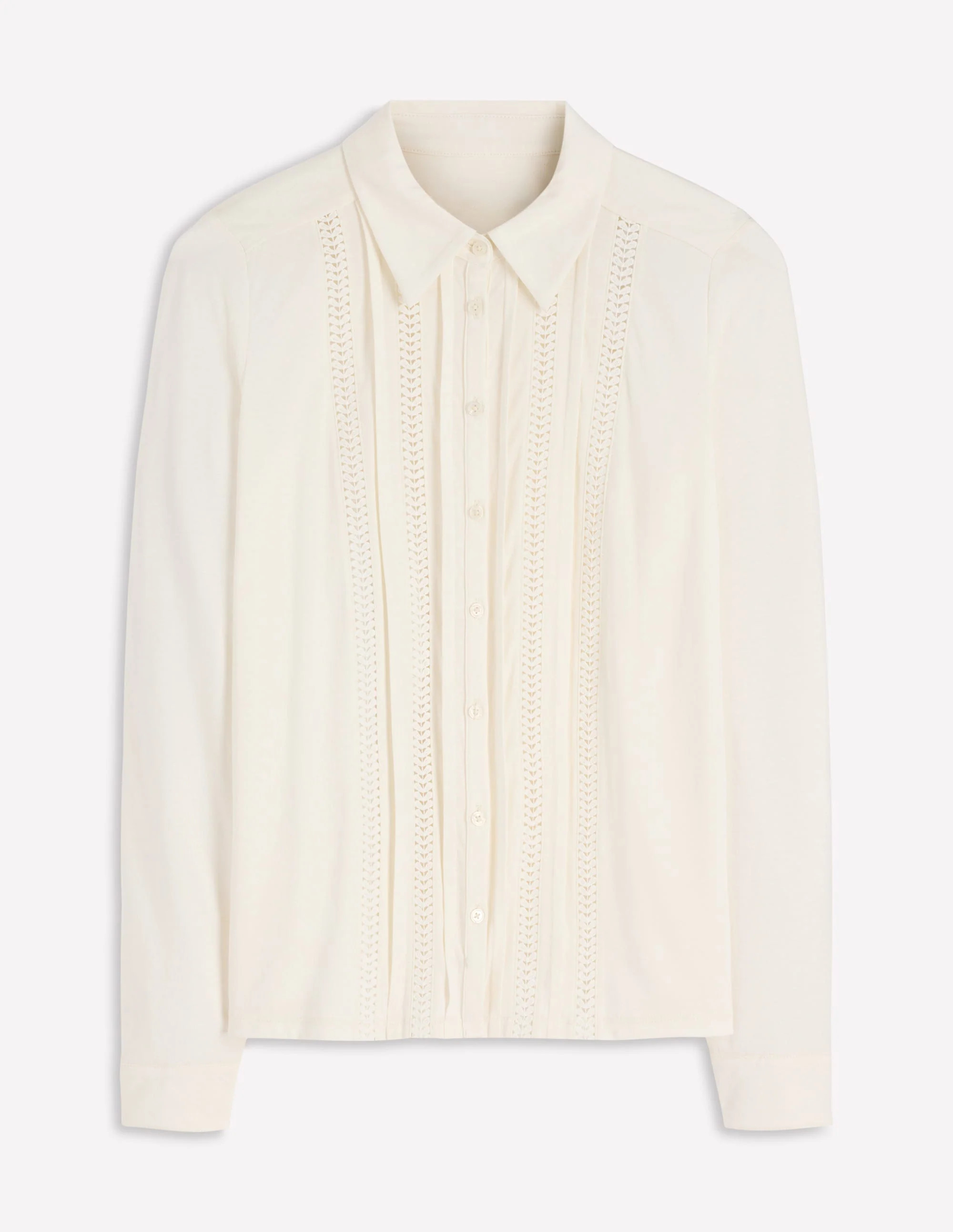 Jerseyhemd mit Besatz-Naturweiß | Boden DE
