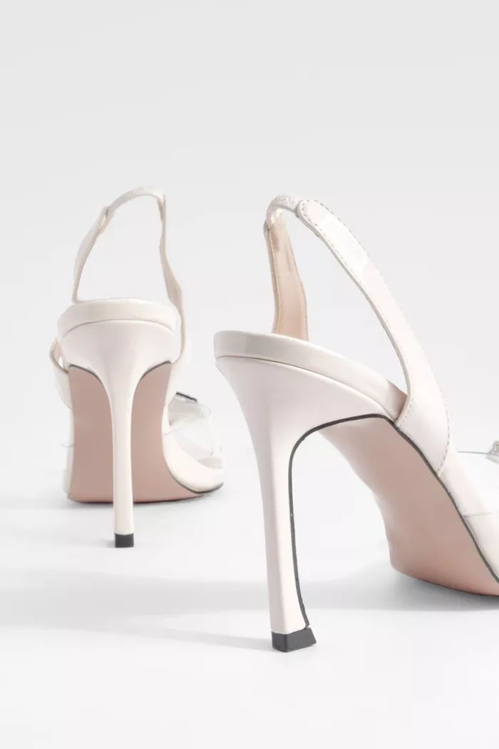 Embellished Clear Slingback Court Heels | Boohoo.com (UK & IE)