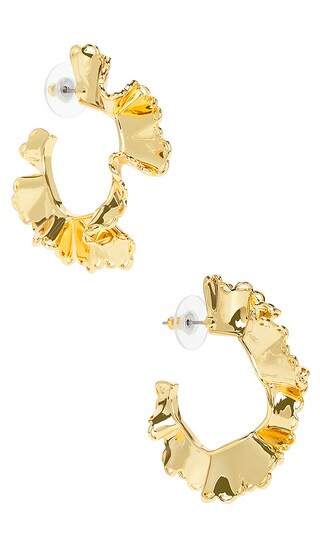 Scallop Ruffle Edged Hoop Earrings in Gold | Revolve Clothing (Global)
