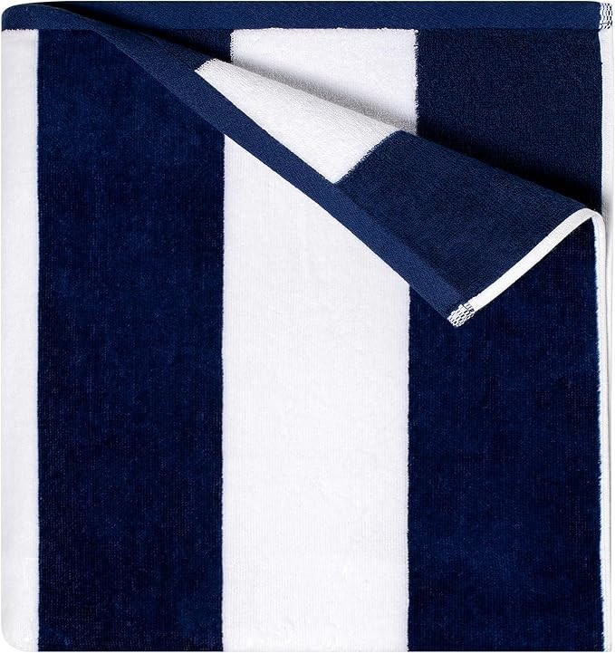 GABAO Cotton Beach Towel Oversized - 70"x 35"|Large Striped Towel - Classic Soft, Absorbent Terry... | Amazon (US)