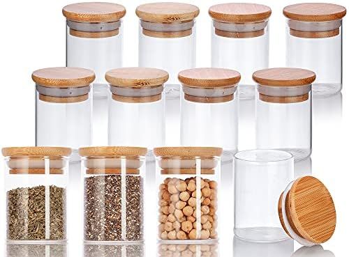 2.3 oz Borosilicate Clear Glass Jars with Bamboo Silicone Sealed Lid (12 Pack) | Amazon (US)