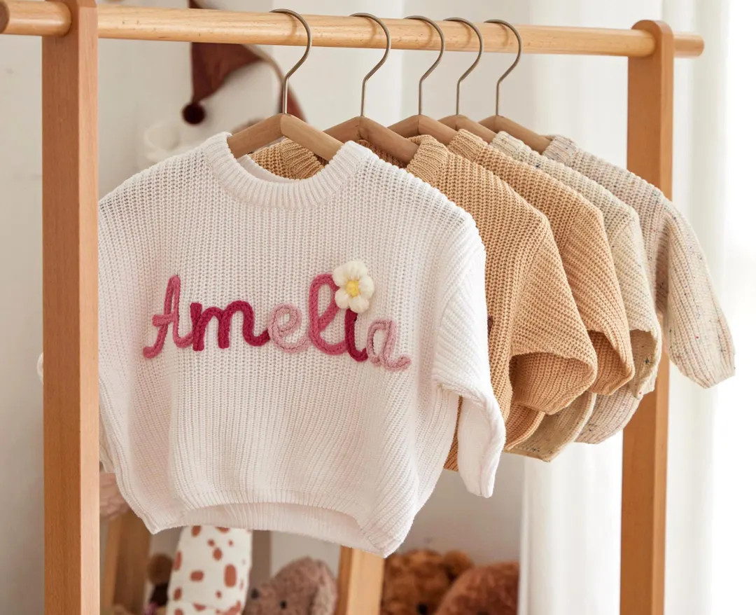 Custom Embroidered Baby Name Sweater, Baby Name Sweater, Embroidered Sweater, Personalised Baby J... | Etsy (US)