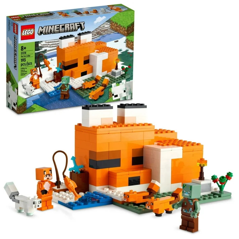 LEGO Minecraft The Fox Lodge House 21178 Animal Toys with Drowned Zombie Figure, Birthday Gift fo... | Walmart (US)