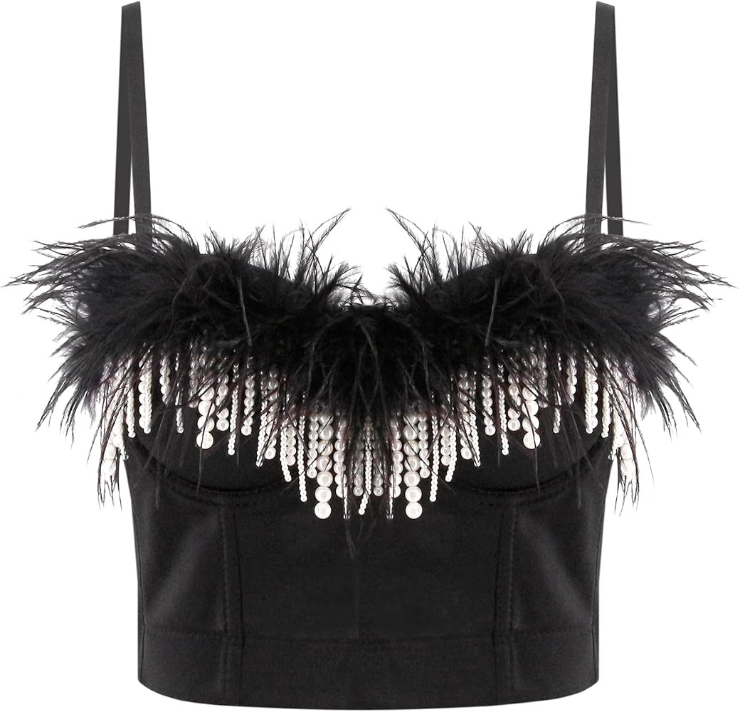 Erinaco Women's Rhinestone Diamond Tank Top Color Beaded Sling Tube Top Bustier Vest Crop Top Sex... | Amazon (US)