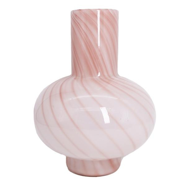 Pink Striped Glass Vase, 9.5", sold by At Home | At Home