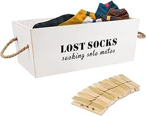 Amazon.com: Lost Socks Basket , Zimso Lost Socks Sign , Wooden Missing Socks Decor , Lost Socks S... | Amazon (US)