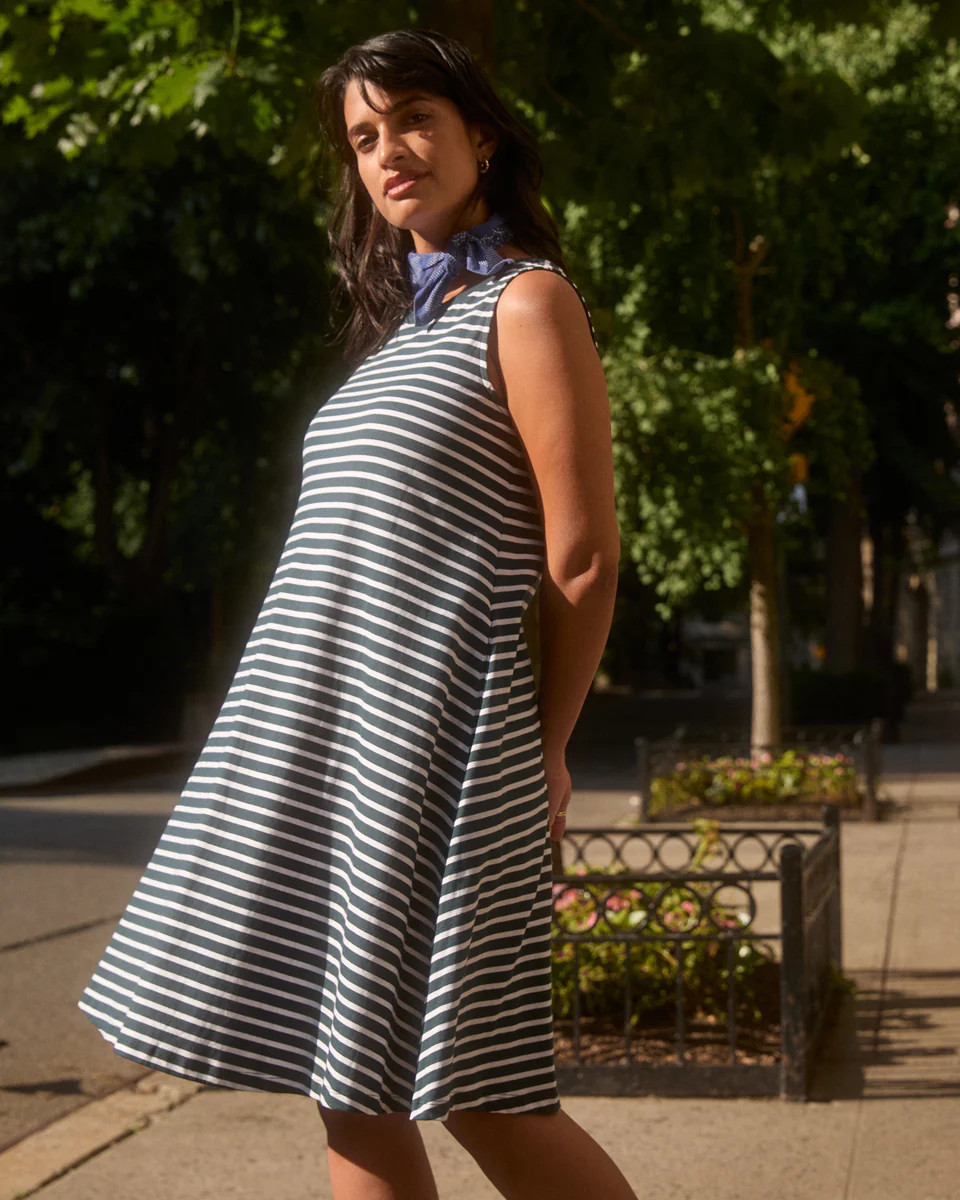 Bay Breton Stripe Sleeveless DressDeep Sea/White Stripe | Universal Standard