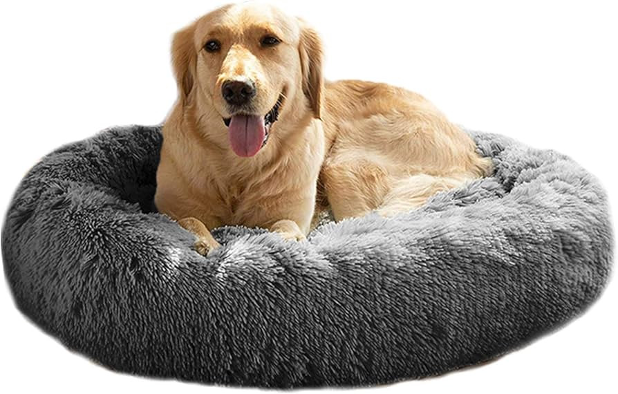 MFOX Calming Dog Bed (L/XL/XXL/XXXL) for Medium and Large Dogs Comfortable Pet Bed Faux Fur Donut... | Amazon (US)