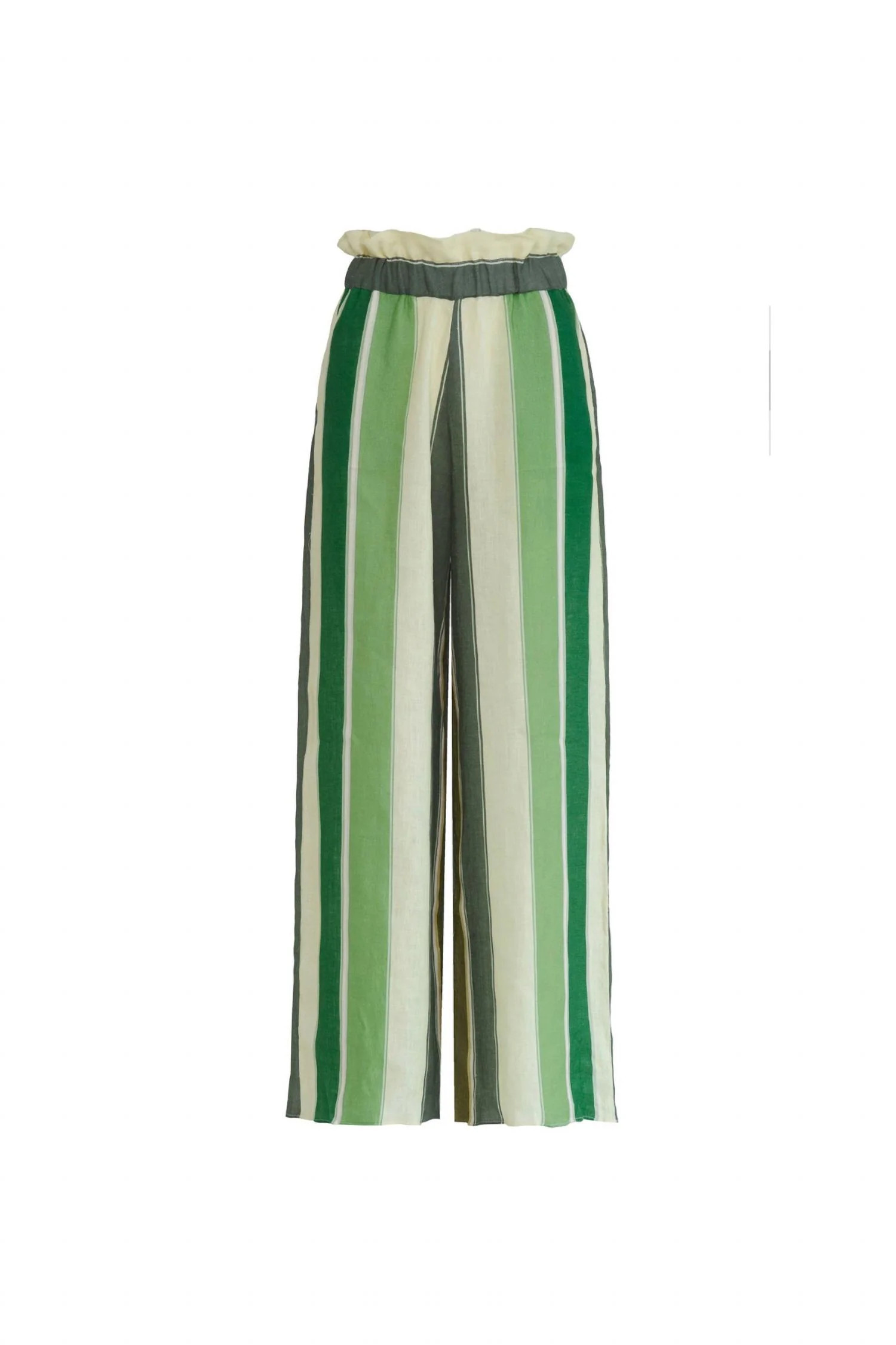 Women;s San Benito Linen Pant In Green Stripes | Shop Simon